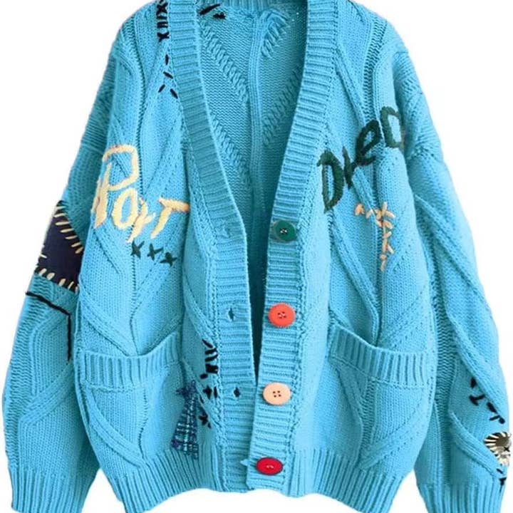 Rosa Clothing - Wholesale Cardigan - Women's - Slouchy Embroidered Cardigan With 6 Colors2