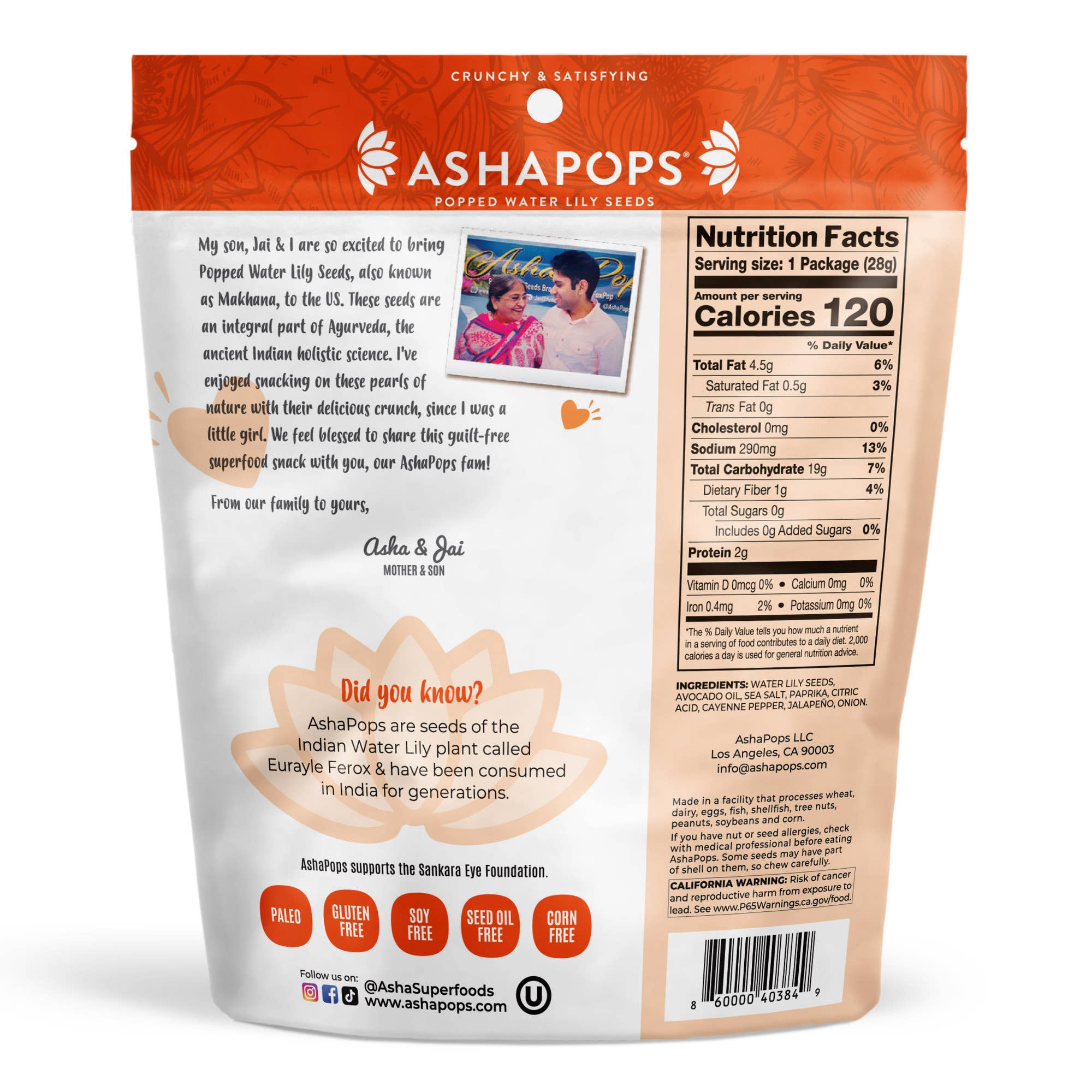 AshaPops - Wholesale Puffed Snack - 1oz Chili Lime - AshaPops Popped Water Lily Seeds1