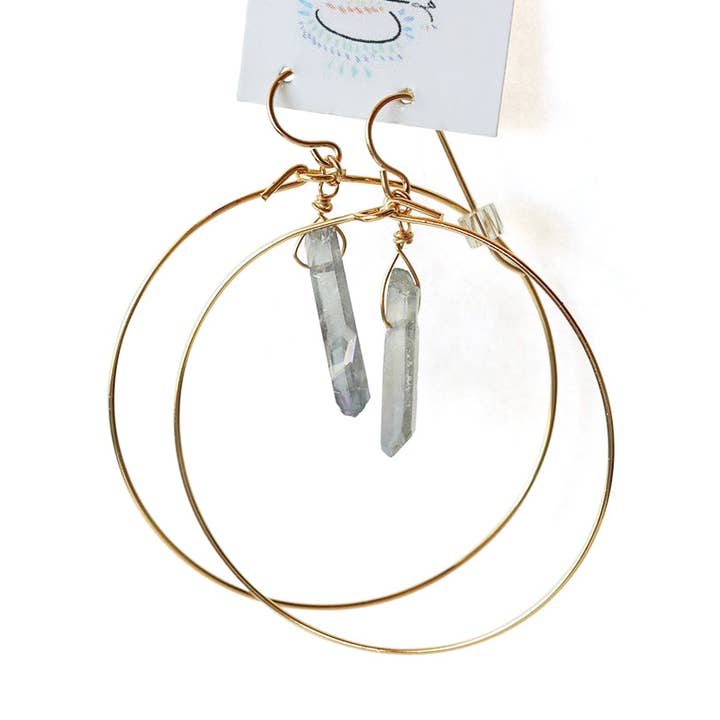 Boucles d'oreilles créoles en gemmes | Plage Chichimei pour la vente par Chains By Lauren