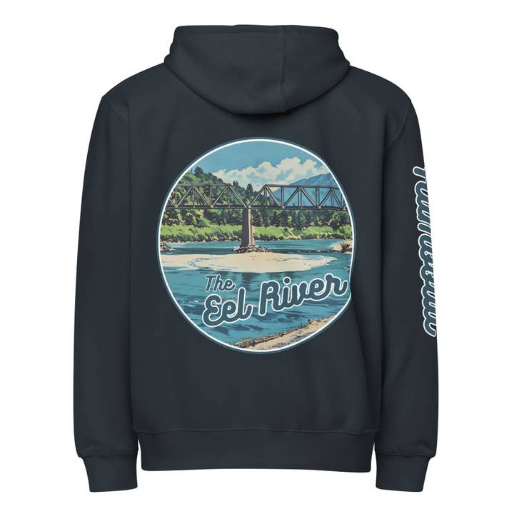 Felpa con cappuccio a zip intera Eel River Bridge Humboldt Premium per la vendita all'ingrosso da parte di Humboldt Lost Coast Hoods