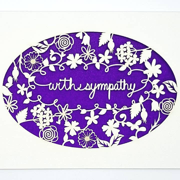 two hermanas - Wholesale Sympathy Card - With Sympathy surrounding by a Wreath of Flowers