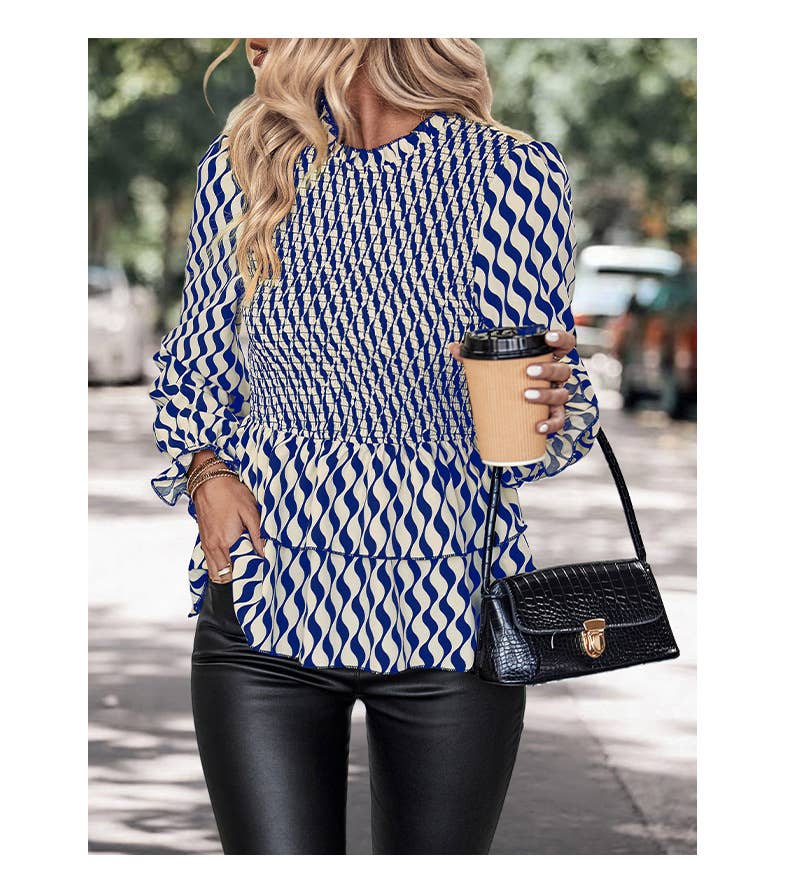 Lily Clothing - Vente Chemisier – femme - CHEMISE À MANCHES LONGUES À IMPRIMÉ ONDULÉ AVEC CACHE-CŒUR8