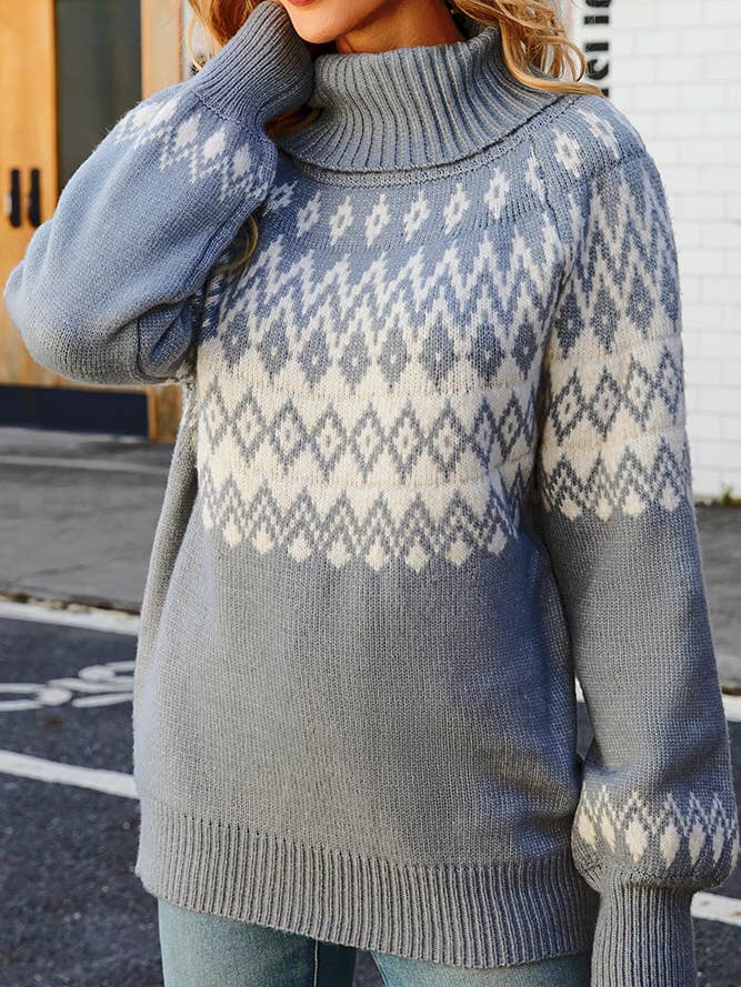 Comely Fashion - Venta al por mayor Jersey de punto - Mujer - Jersey estilo azteca retro con cuello de tortuga 4