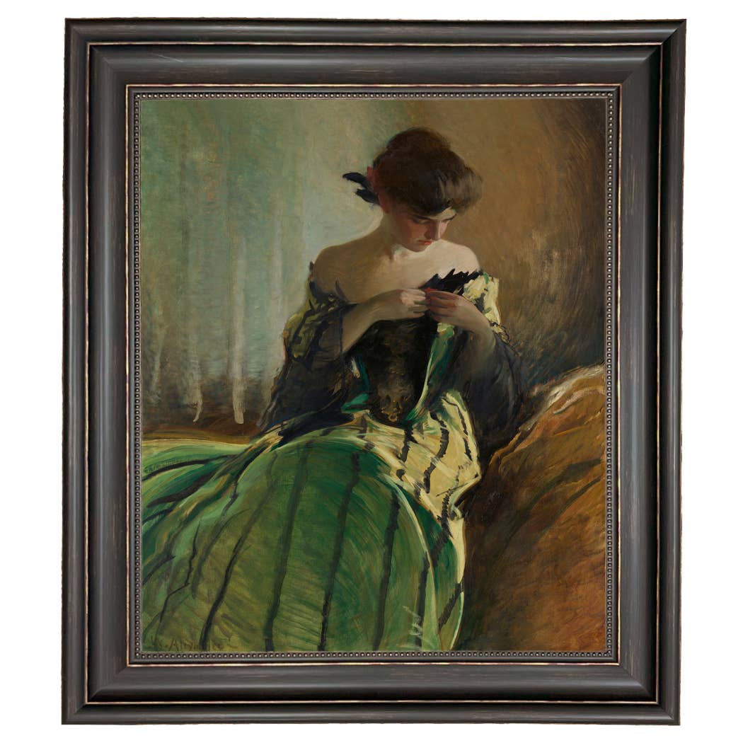 Madison Bay Co. - Historical Home Decor Reproductions - Vendita all'ingrosso Stampa artistica - Stampa su Tela Vintage di Donna in Abito Nero e Verde25
