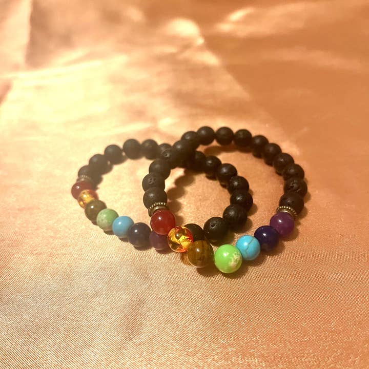 Angels Apoth-a-fairy - Vendita all'ingrosso Bracciale con perline - Bracciale 7 Chakra + Pietra Lavica
