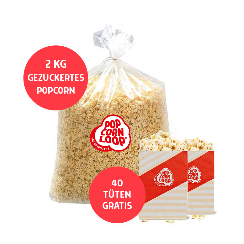 Popcornloop - Vente Pop-corn - Sac à pop-corn Popcornloop Cinema Sweet d'environ 50 litres (2 kg), dont 40 sacs à pop-corn0