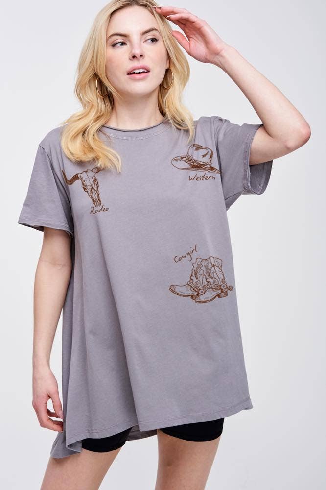 Zutter - Wholesale Screen Printed T-Shirt - Women's - Rodeo Western Cowgirl Graphic Cotton Tunic2