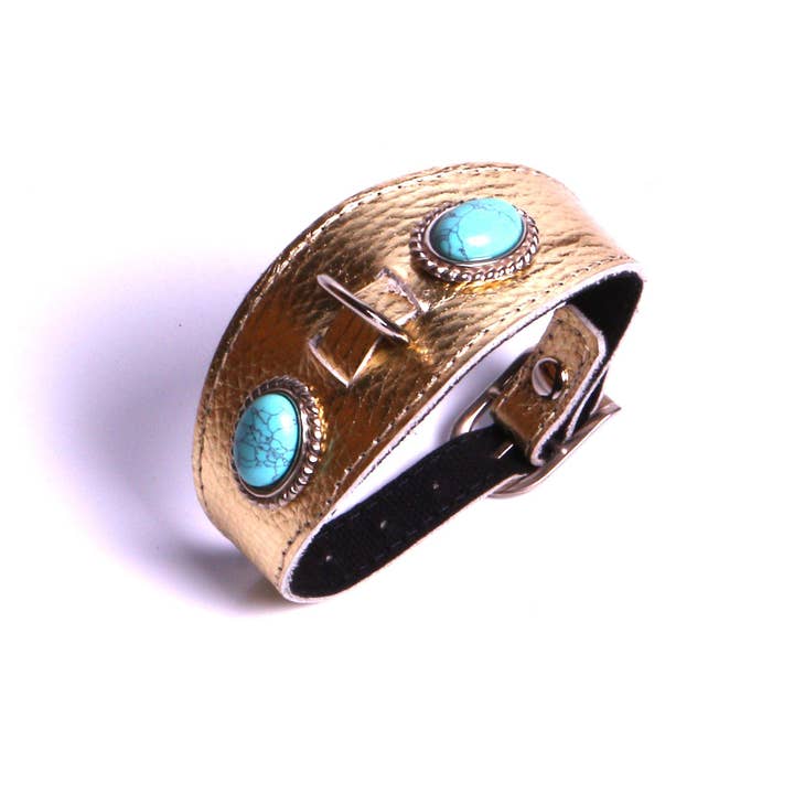 SARL FELINEA - Wholesale Pet Collar - Cat/Dog - Handmade Leather Collar Little Greyhound Dog Genuine Stones Made in France.1