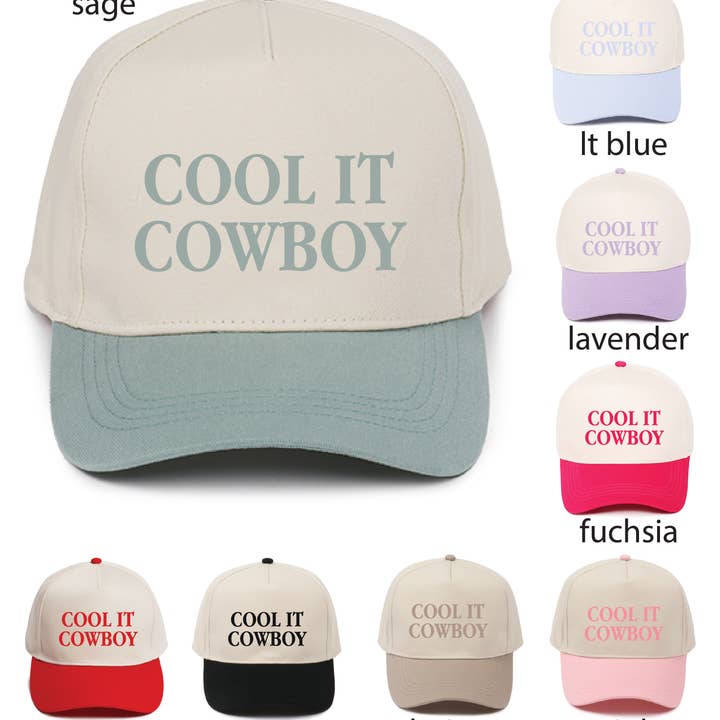 Western COOL IT COWBOY Embroidery Two Tone 5 Panel Cap for wholesale by David And Young