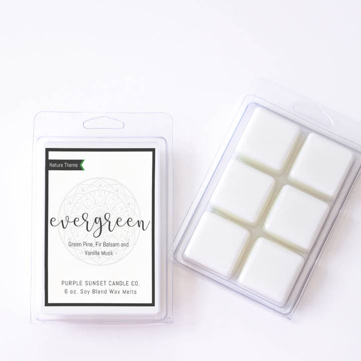 Evergreen Wax Melt for wholesale by Purple Sunset Candle Company