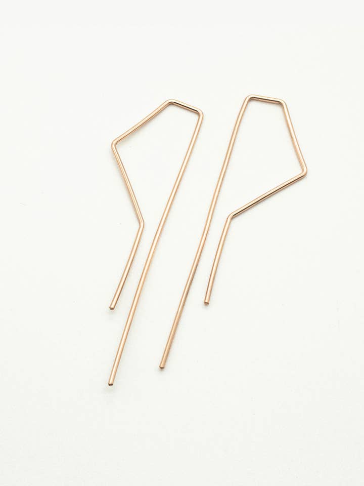 Geometric Gold Filled Thread Through Hoops/ Triangular for wholesale by Lavender Skyline