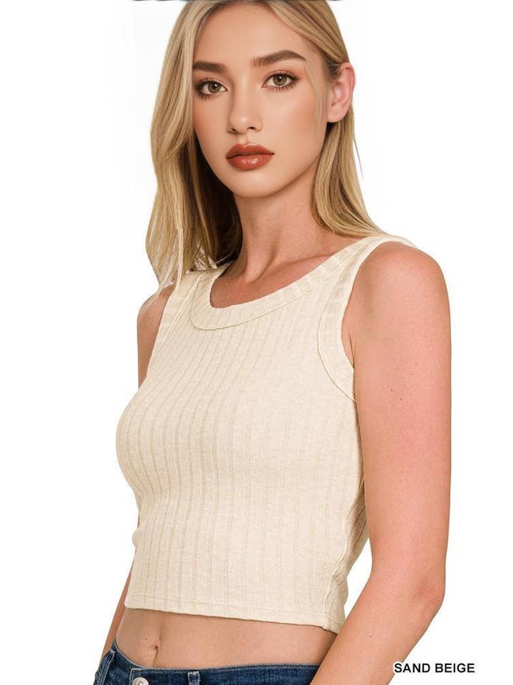 42POPS – Großhandel Tanktop – Damen – Gerippter ärmelloser Crop-Tanktop