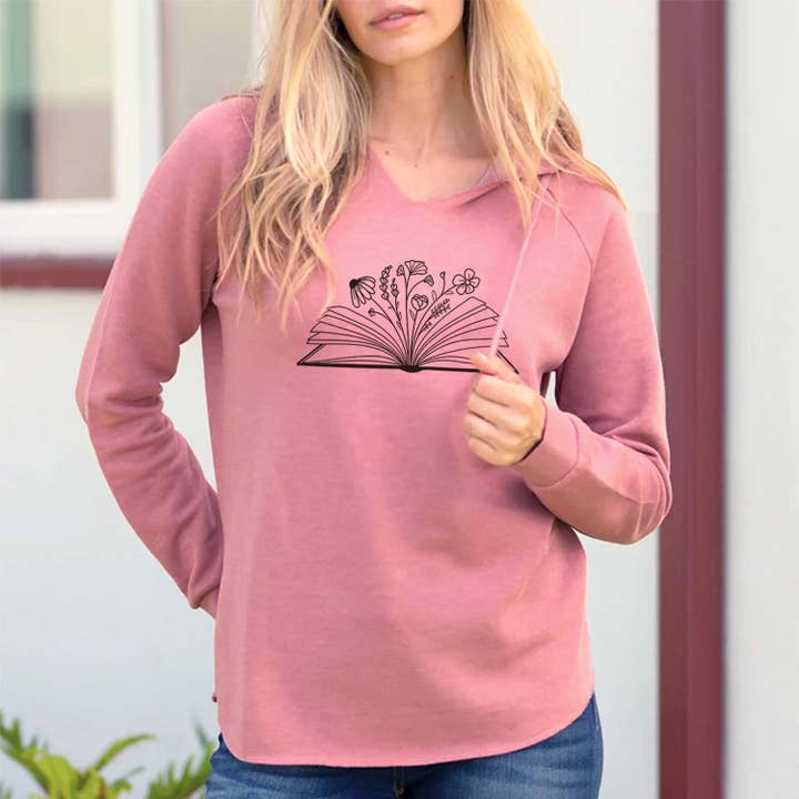 Inkopious - Wholesale Hoodie - Women's - Floral Open Book - Cali Wave Hooded Sweatshirt6