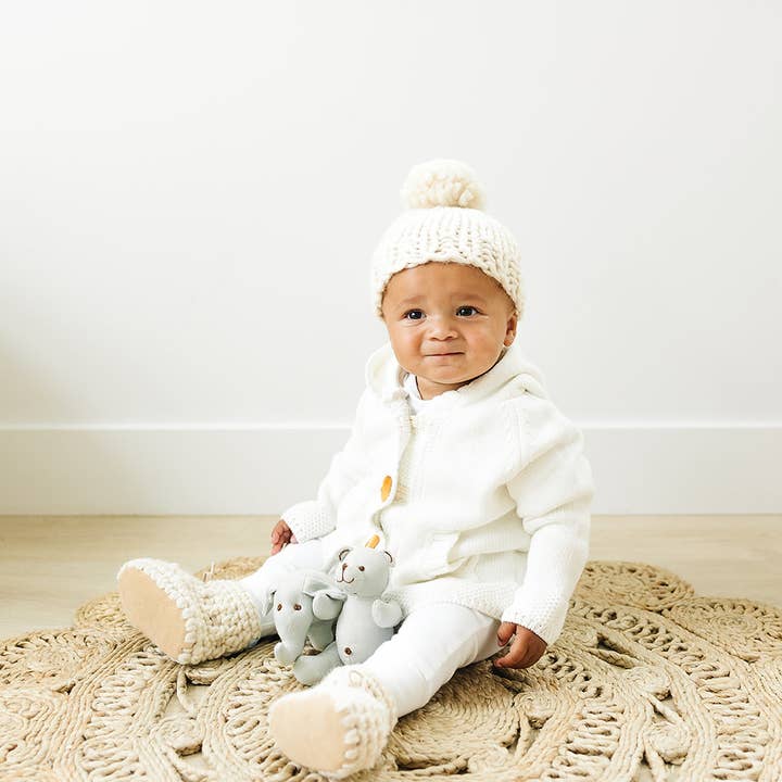 Beba Bean - Wholesale Booties - Baby - BABY BOOTIES - SWEATER MOCCS - IVORY1
