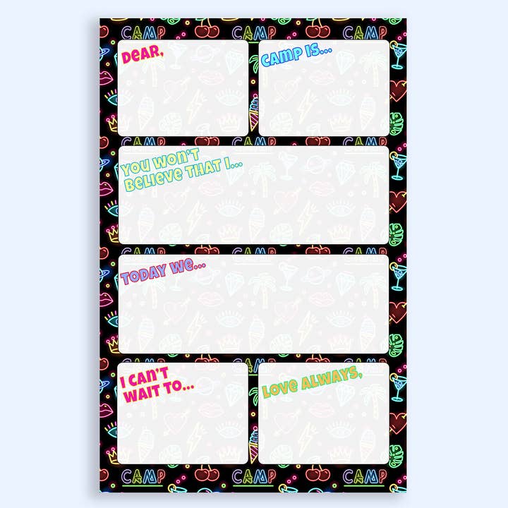 Neon Ikoner Udfyld Camp Notepad for engroshandel hos The Cornerstone Studio