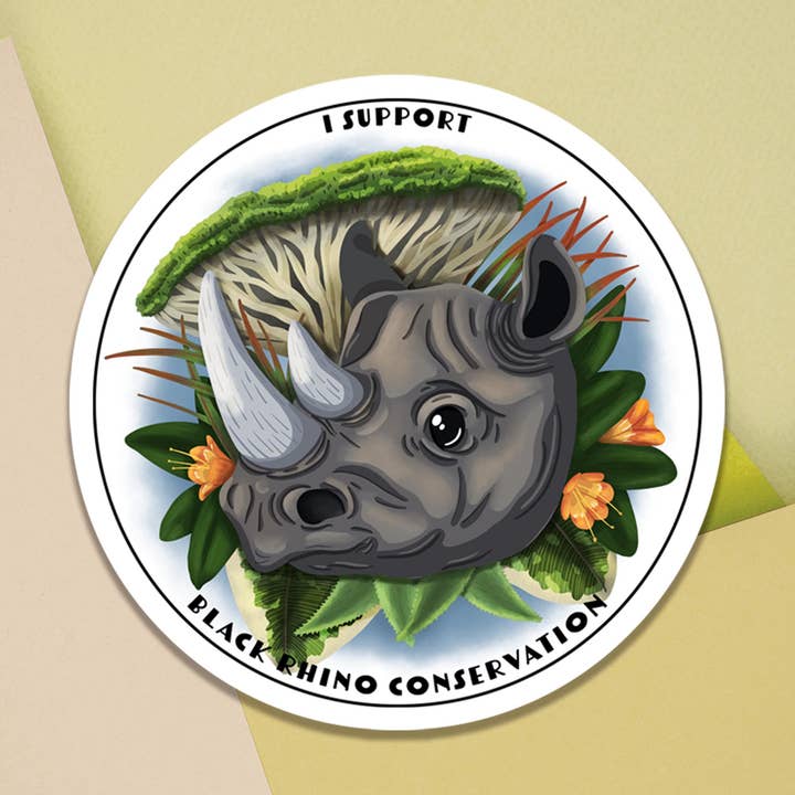 Black Rhino Conservation Sticker for wholesale by Cappy Trails