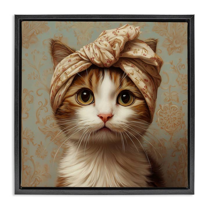 Gato com Turbante na Moda em Moldura Flutuante por atacado de Stupell Industries
