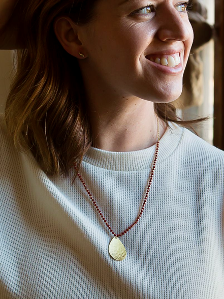 Fair Anita - Wholesale Pendant/Charm Necklace - Red Beaded Pendant Necklace - Brass1