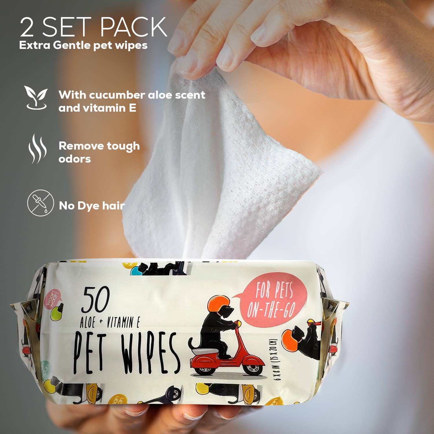 Precious Tails - Wholesale Pet Grooming Aid - Dog - Precious Tails 100pcs. Pet Wipes with Aloe & Vit. E (50/pk)2