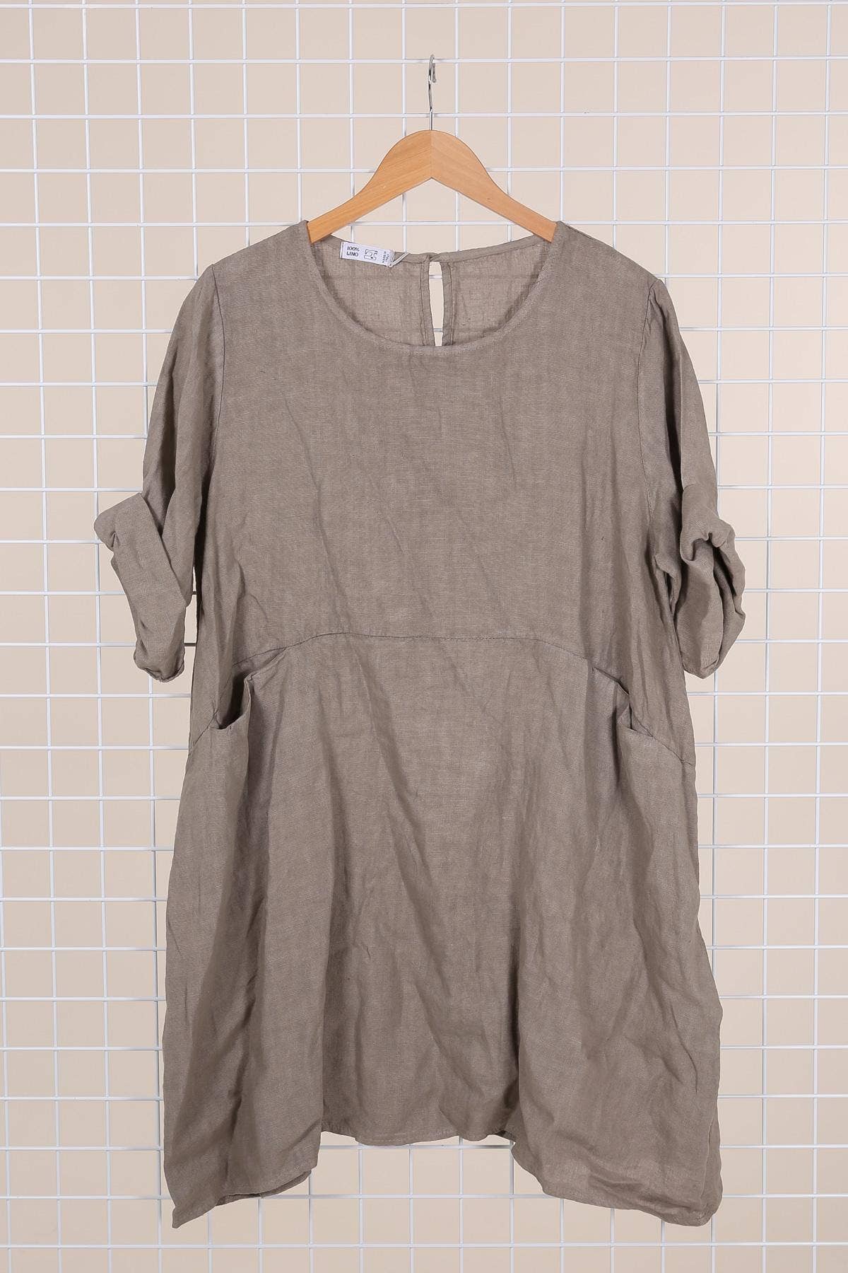 la maison des fibres naturelles – Engroshandel Kjole - Dame – Kort hørkjole med rund hals i 100 % hør 671939