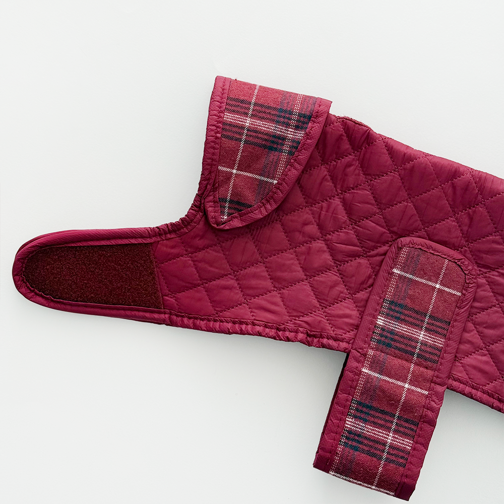 Cocopup London - Wholesale Pet Coat - Dog - LUXE Quilted Dog Coat - Mulberry Plaid3