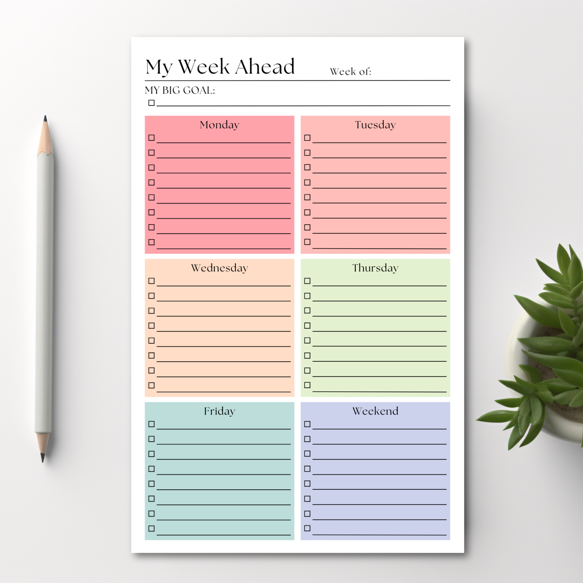 Eleventh and Taylor - Venta al por mayor Libretas - Lista de tareas del plan de esta semana: Bloc de notas de 50 páginas para arrancar1