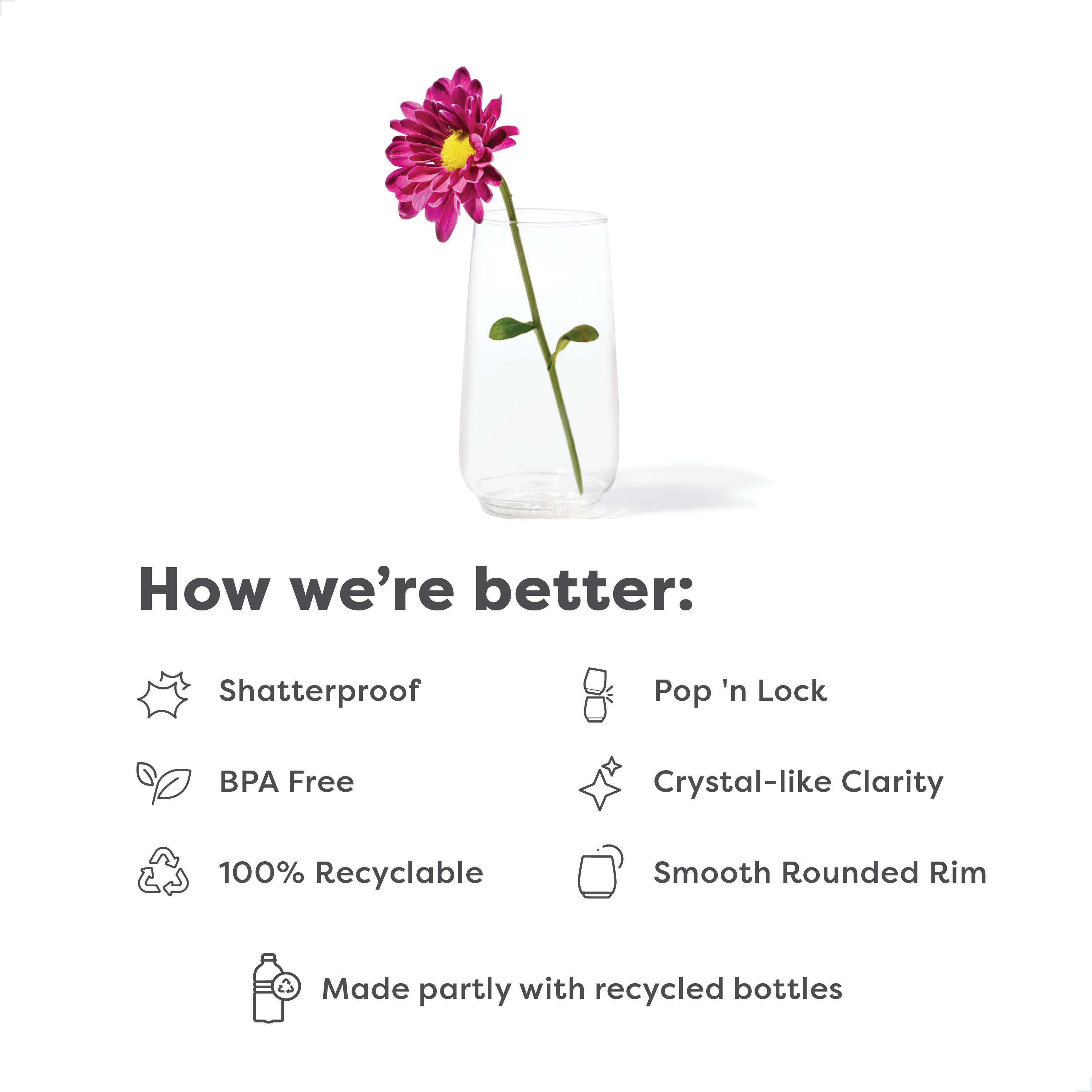 TOSSWARE – Großhandel Champagnerflöten – TOSSWARE POP Flöte Jr, 6 Unzen, Premium-Qualität, transparenter Kunststoff1