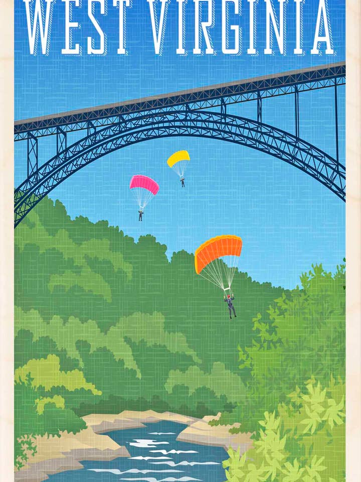 West Virginia - Wooden postcard, wooden magnet for wholesale by THE WOODEN POSTCARD COMPANY