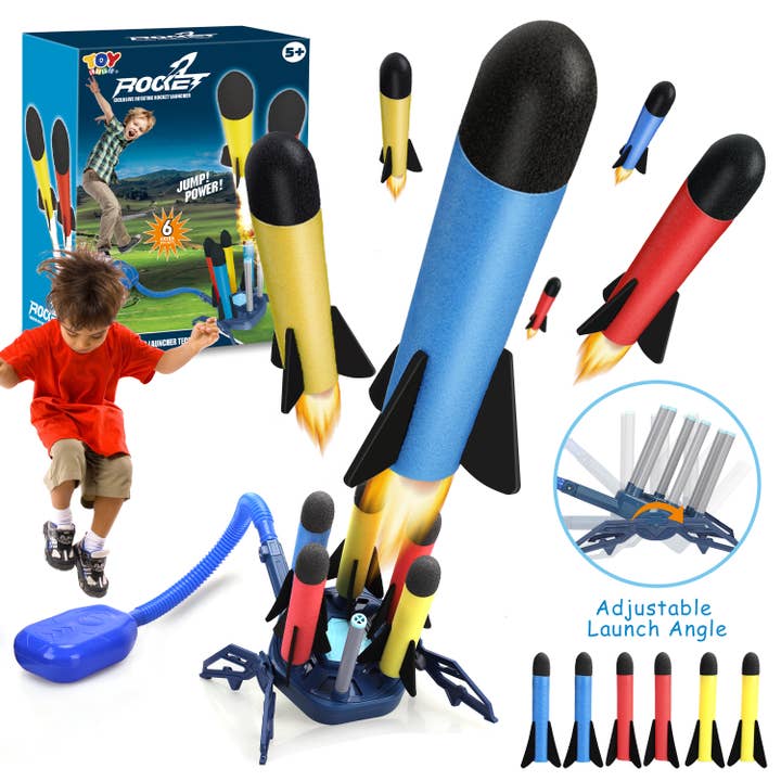 TOY Life - Wholesale Toy Set - Kids - Rocket Launcher for Kids with 6 Foam Rockets