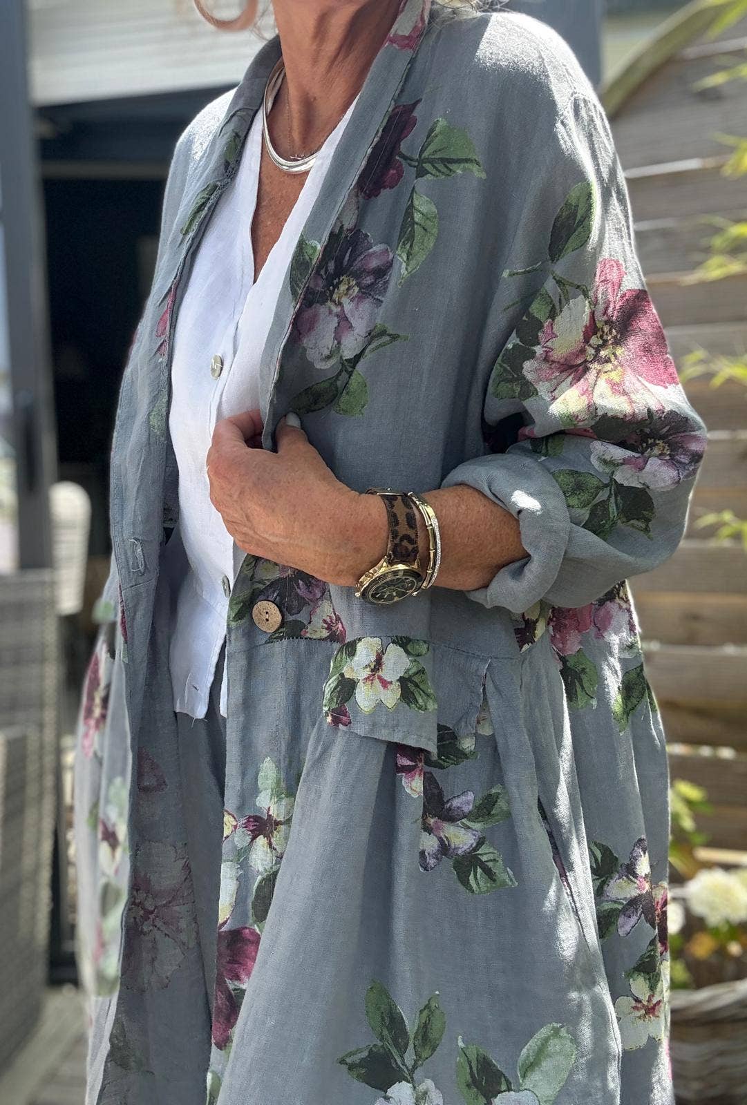 LINEN & COTTON HOUSE - Wholesale Jacket - Women's - JACKET 1142 FLOWERS LINEN MATERIAL WITH POCKETS20