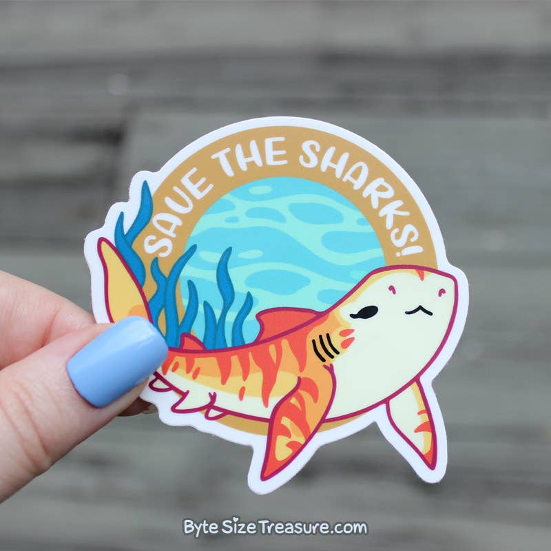 Byte Size Treasure - Wholesale Sticker - Tiger Shark Vinyl Sticker1