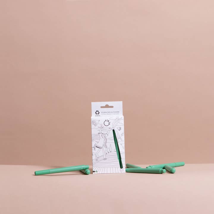 kotmo – wholesale Pennor – ciklo - 12 miljövänliga gröna pennor3