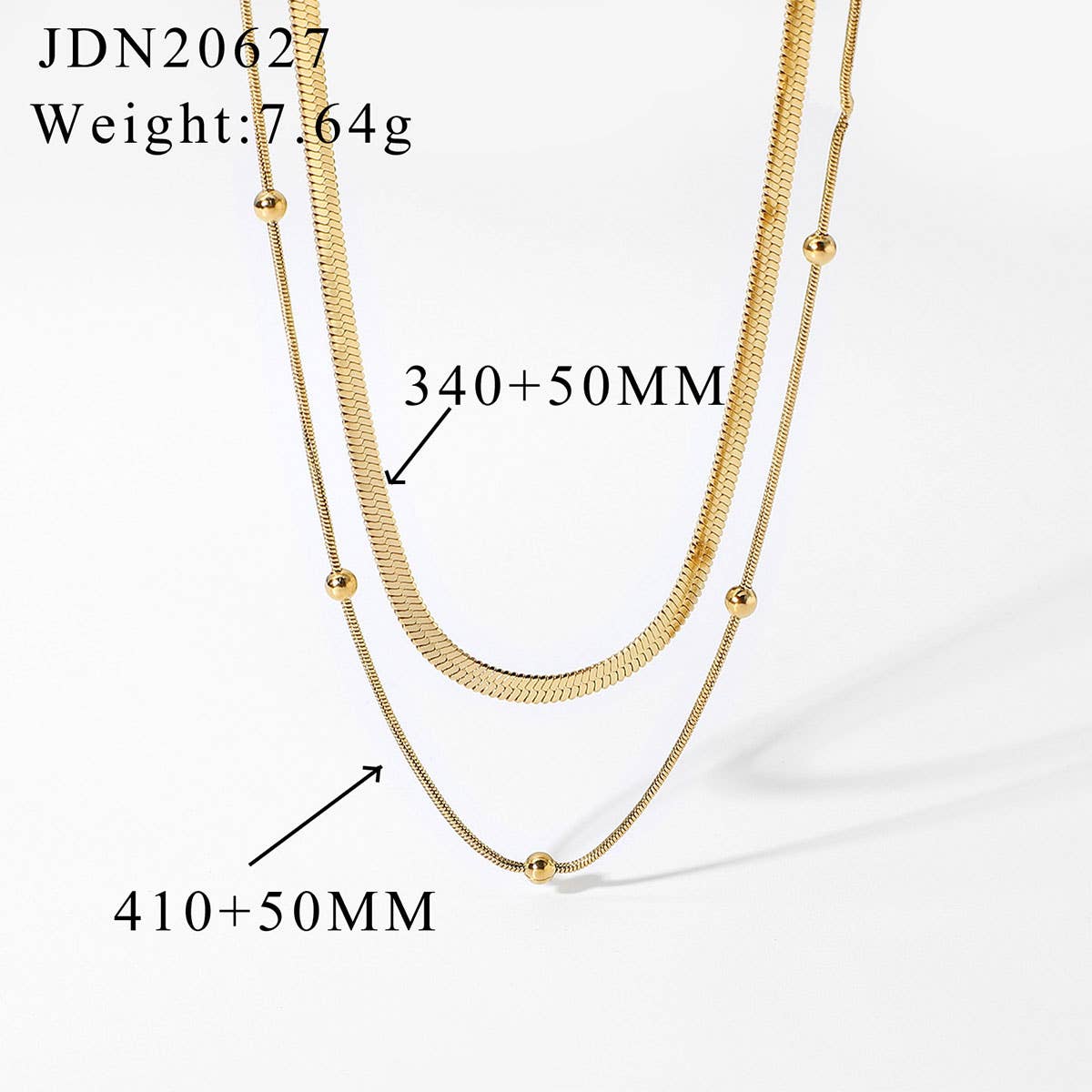 ACCITY - Wholesale Link & Chain Necklace - MULTILAYER GOLD PLATE STAINLESS STEEL NECKLACE_CWAJE061913