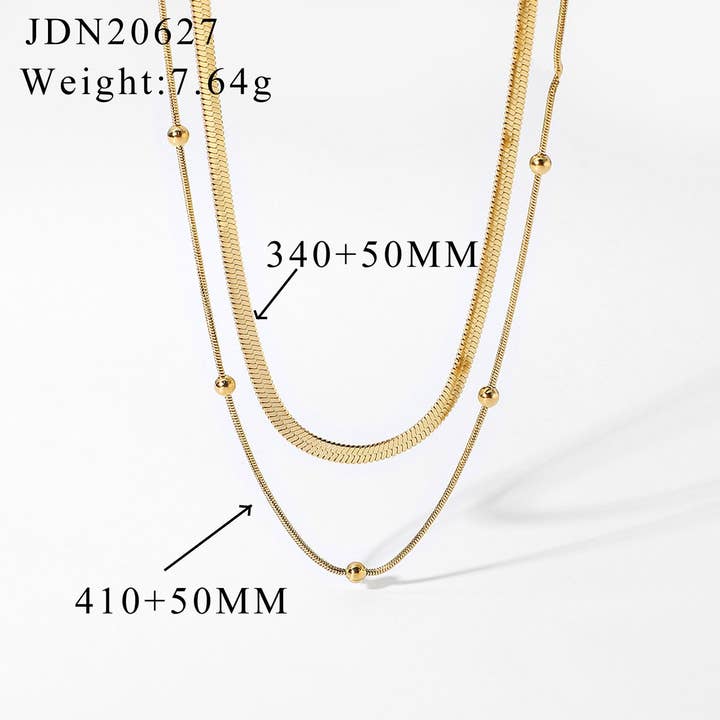 ACCITY - Wholesale Link & Chain Necklace - MULTILAYER GOLD PLATE STAINLESS STEEL NECKLACE_CWAJE061913