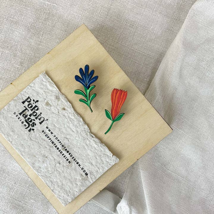 Poppin' Tags Design - Wholesale Brooch - Pair of Brooches: Flowers2
