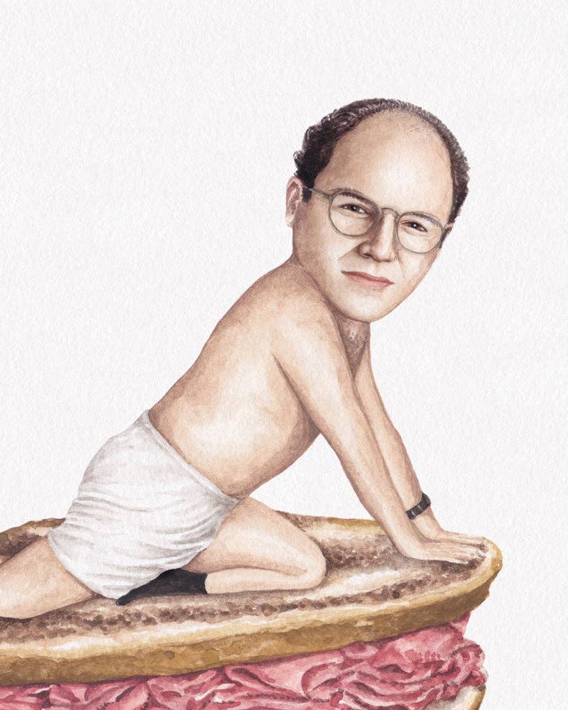 Celebs on Sandwiches - Wholesale Art Print - George Costanza - Watercolor Print1