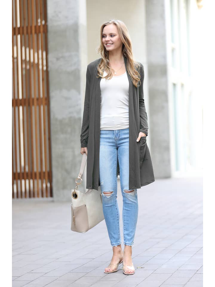 42POPS - Wholesale Cardigan - Women's - ",,...._ Open cardigan w/ slouchy pockets17