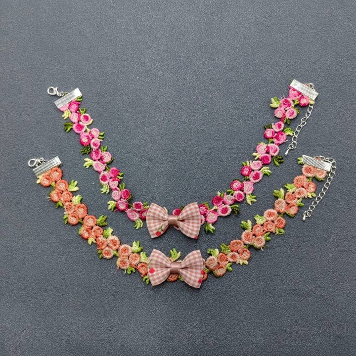 Mio Queena - Wholesale Pet collar – Cat/dog - Plaid Bow Knitted Cat and Dog Pet Collar2