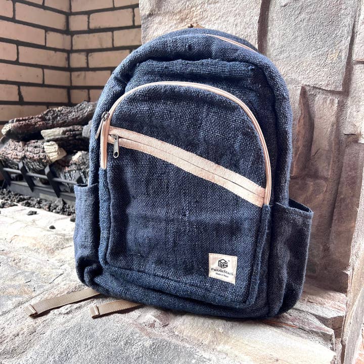 PuzzleStack – wholesale Backpack – Women's – Blue Kumari Pure Hemp Backpack9