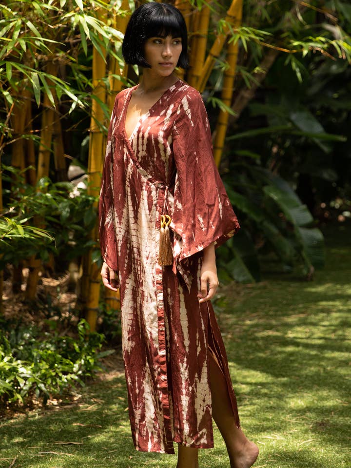 Mandarijn Kimono - Terracotta voor wholesale door Naylila