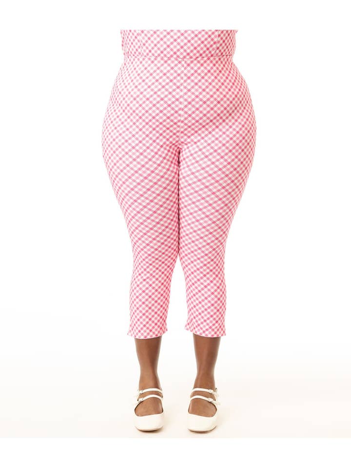 Unique Vintage - Wholesale Pants - Women's - Unique Vintage Plus Size 1950s Pink Gingham Rachelle Capri Pants