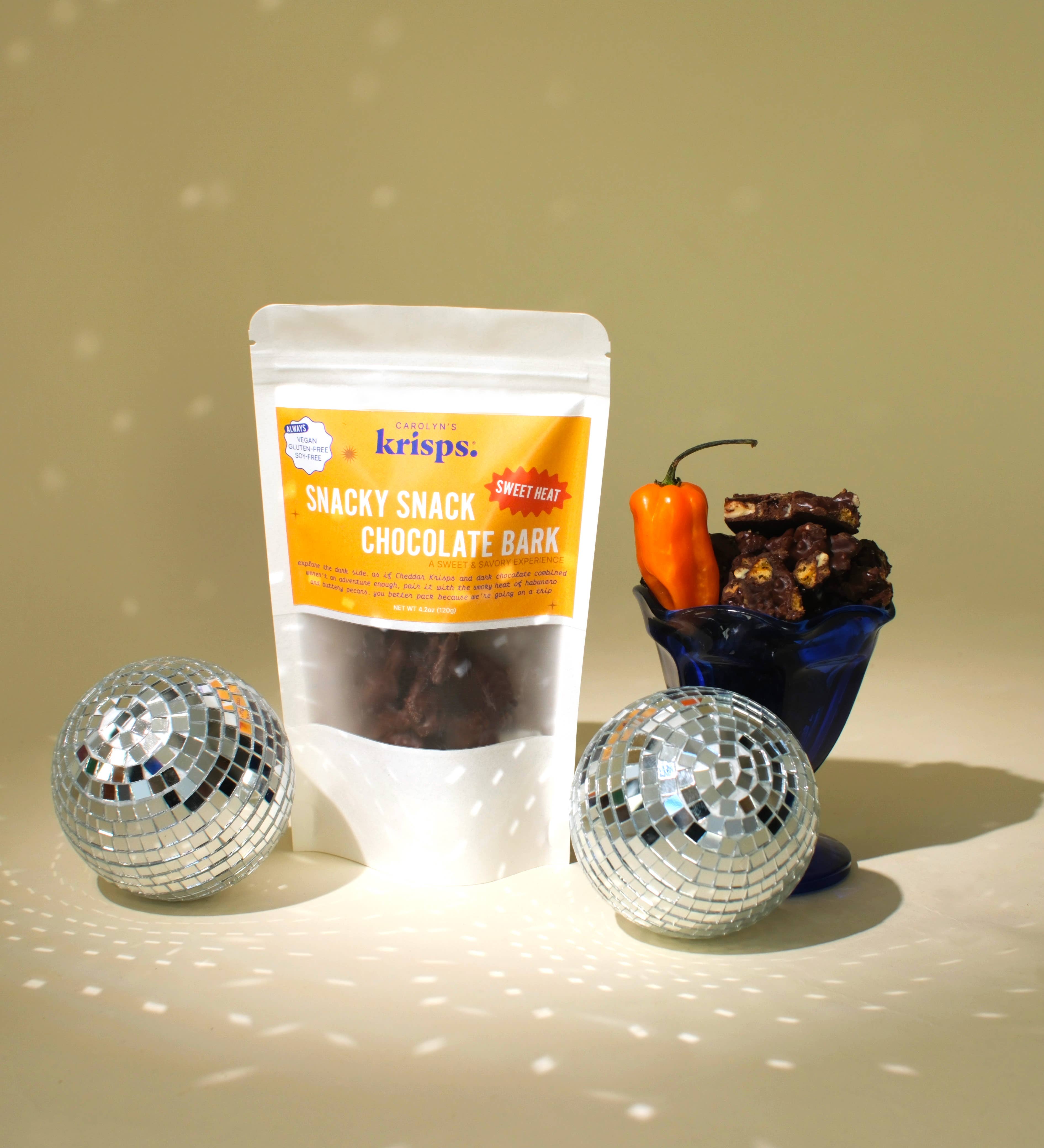 Carolyn's Krisps - Vente Friandises enrobées de chocolat - Snack Bark - Sweet Heat - Sans gluten, végétalien