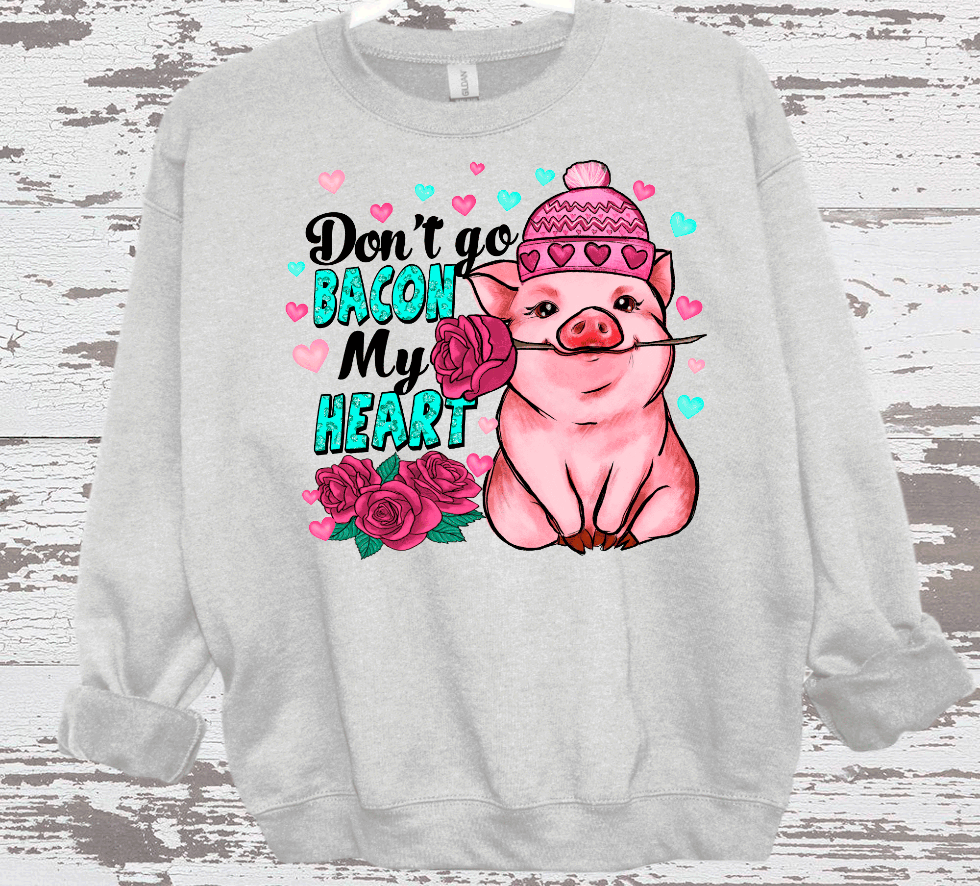 A Blessed Texas Mess Boutique - Wholesale T-Shirt (Graphic) - Women's - Don't go Bacon My heart Valentines day Gift Funny Mama Shirt8