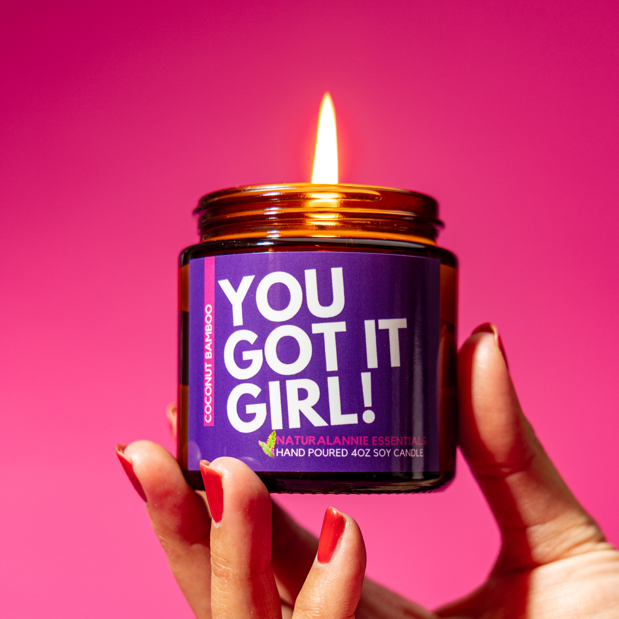 NaturalAnnie Essentials - Wholesale Jar/Filled Candle - You Got It Girl! Soothing soy Candle - 4oz3