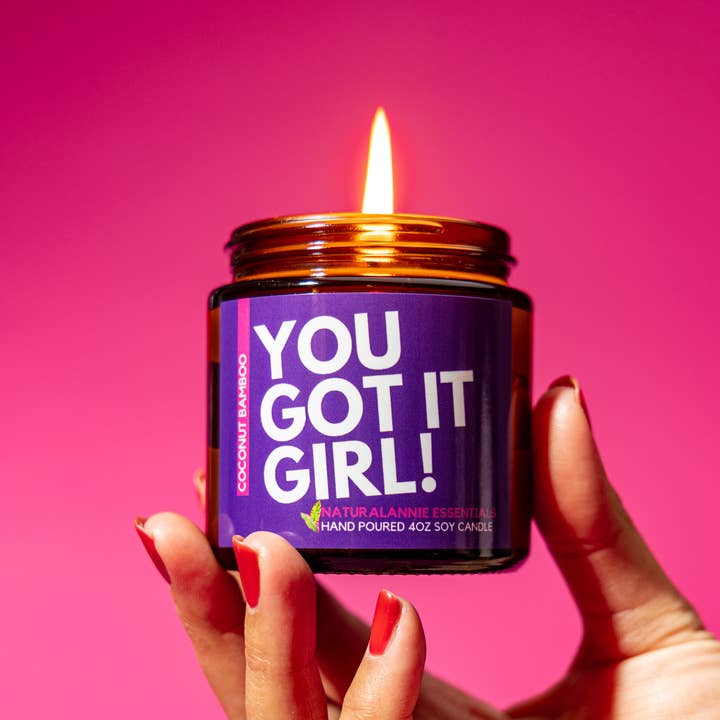 NaturalAnnie Essentials - Wholesale Jar/filled candle - You Got It Girl! Soothing soy Candle - 4oz3