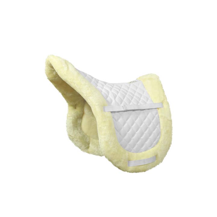 White TuffRider Sherpa Fleece Fully Lined Shaped Saddle Pad for wholesale on Faire