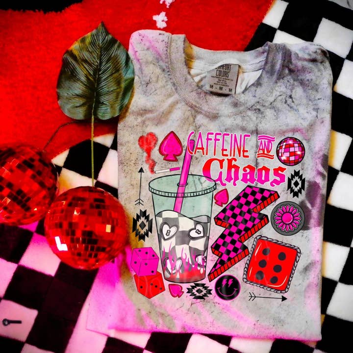 DTF Full Color Transfer - Caffeine & Chaos Western for wholesale by Small Biz Shipping Co