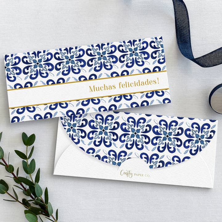 Muchas Felicidades Talavera Money Envelopes (Box of 6) for wholesale by Crafty Paper Co.