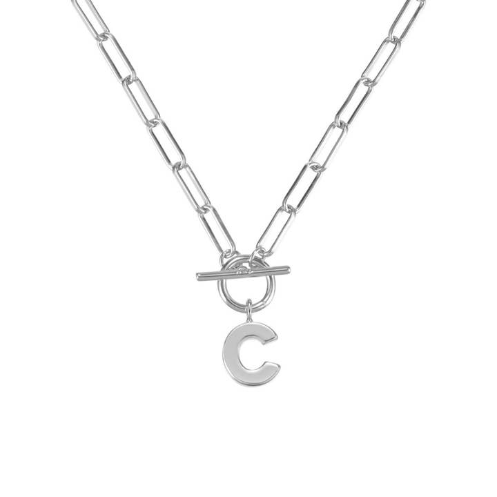 Natalie Wood Designs - Wholesale Pendant/Charm Necklace - Toggle Initial Necklace Pre-Pack, Silver6