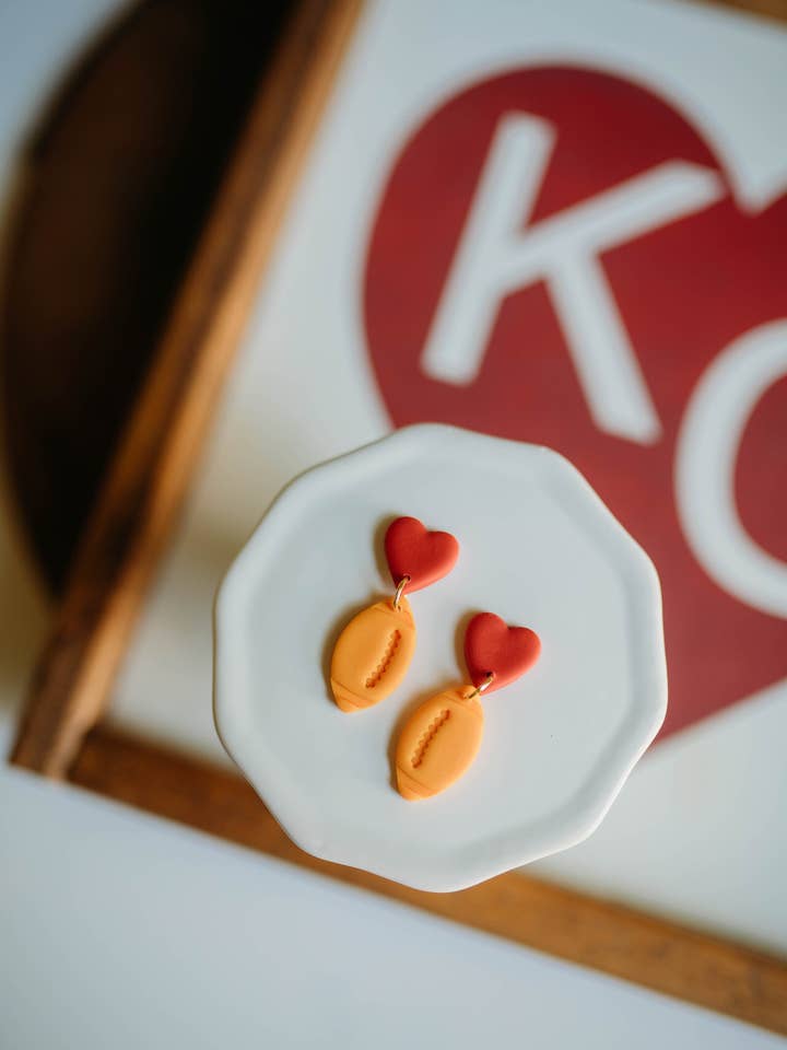 Kansas City Chiefs Earrings | Polymer Clay Earrings for wholesale by Wyatt & Quinn Co.